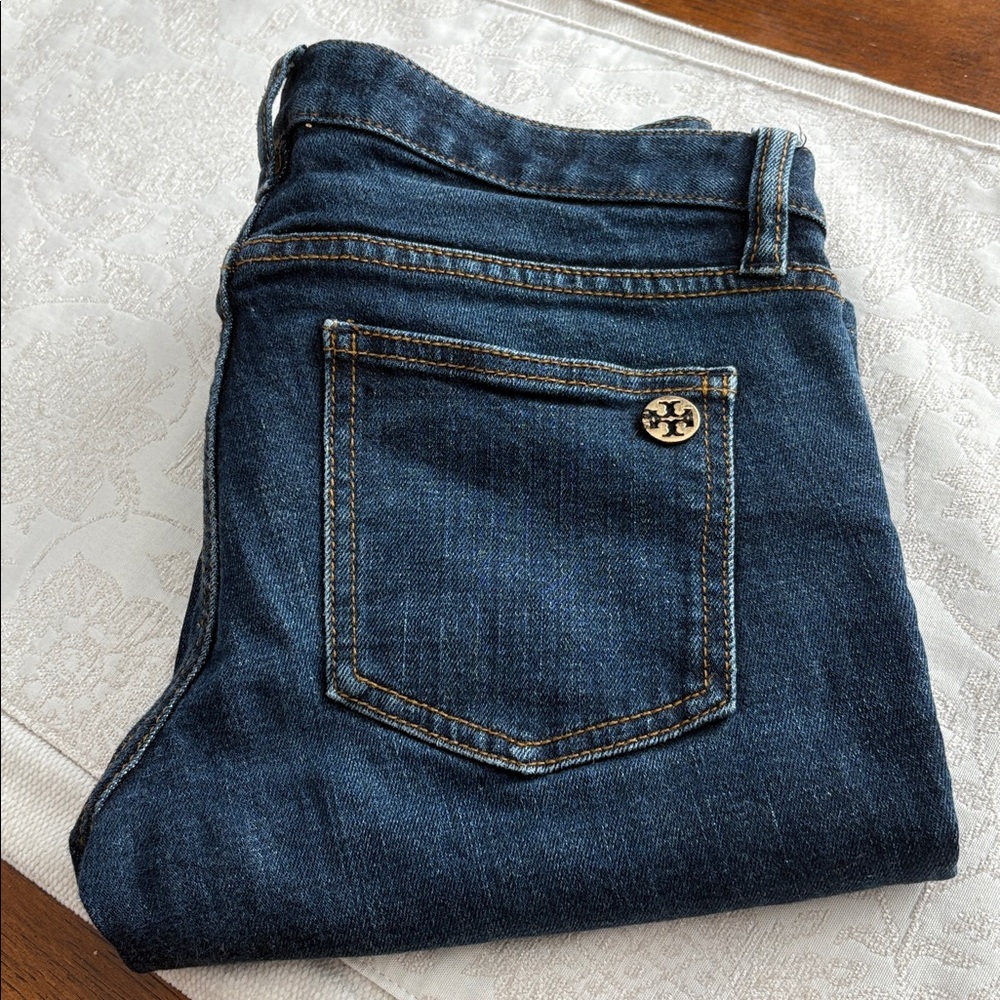 TORY BURCH SUPER SKINNY JEANS DARK INDIGO SIZE 25